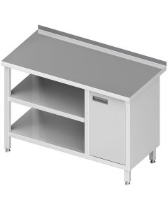 Stół nierdzewny przyścienny z szafką i dwiema półkami (P)